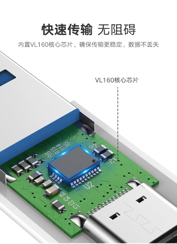 Ugreen 40932 Màu Trắng Đầu chuyển đổi USB 3.0 dương sang TYPE C 3.1 âm US204