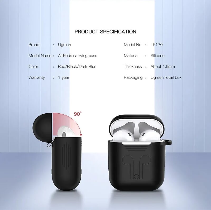 Ugreen 70569 hộp đựng tai nghe airpods màu đen LP170