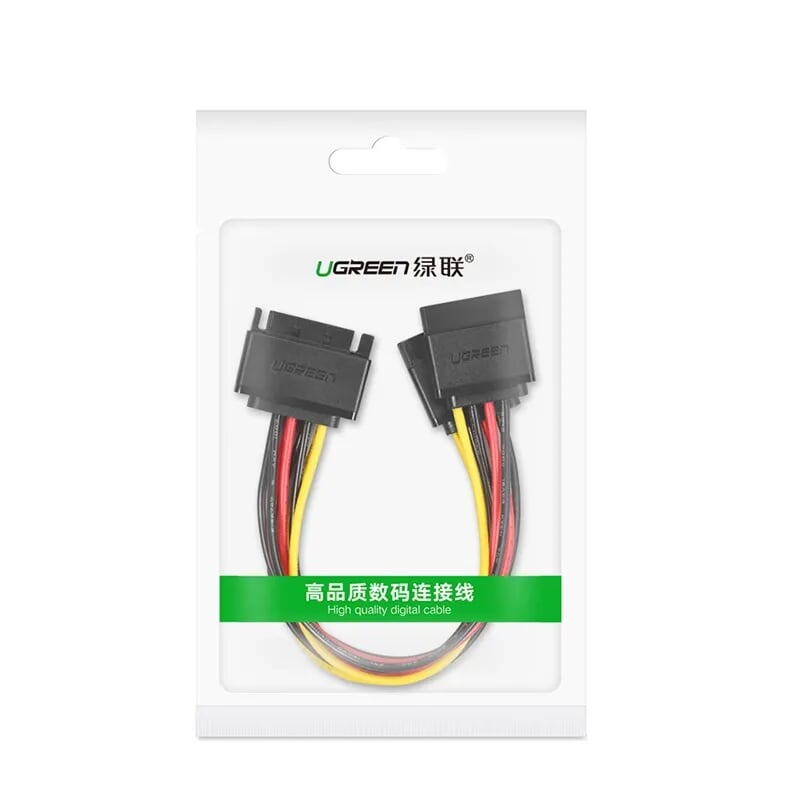 Ugreen 50719 20cm cáp nguồn sata 15p đực ra 2 cái US283