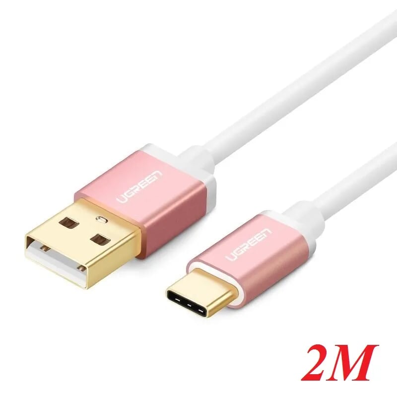 Ugreen 30510 2M màu Hồng Bộ chuyển đổi USB 2.0 sang USB-C US188