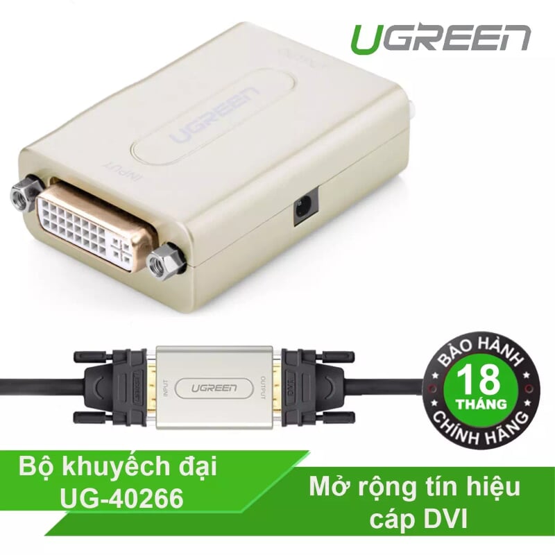 Ugreen 40266 Màu Xám Bộ khuếch đại tín hiệu DVI 24+5 cao cấp40266