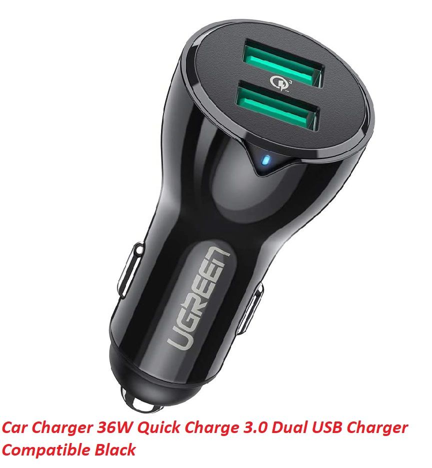 Ugreen 40726 QC3.0 sạc xe 2 cổng USB chuẩn quick charge 3 màu đen CD163