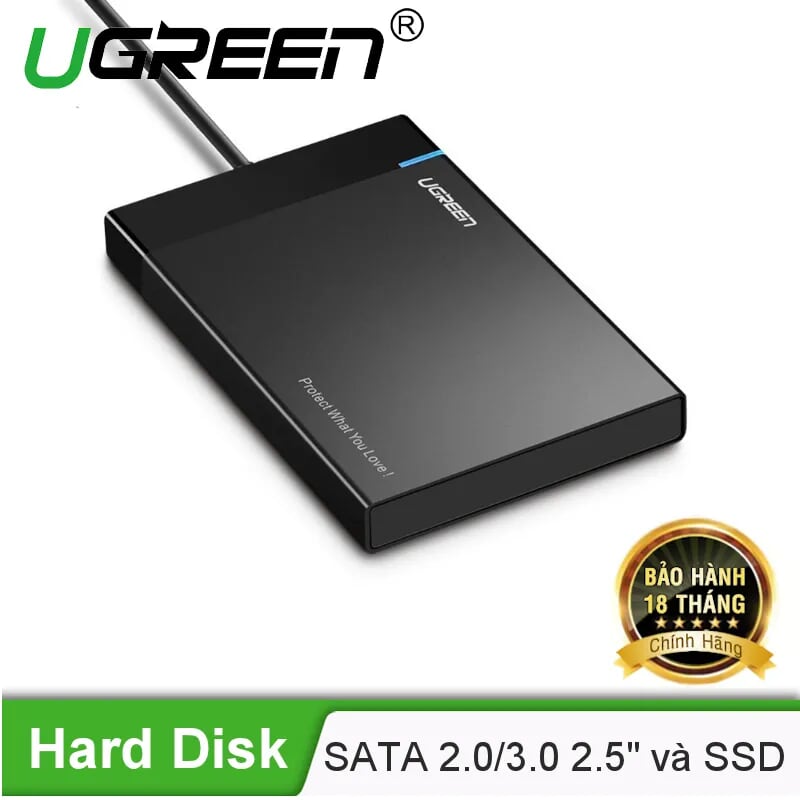 Ugreen 30847 50CM màu Đen Hộp đựng ổ cứng 2.5 chuẩn SATA US221