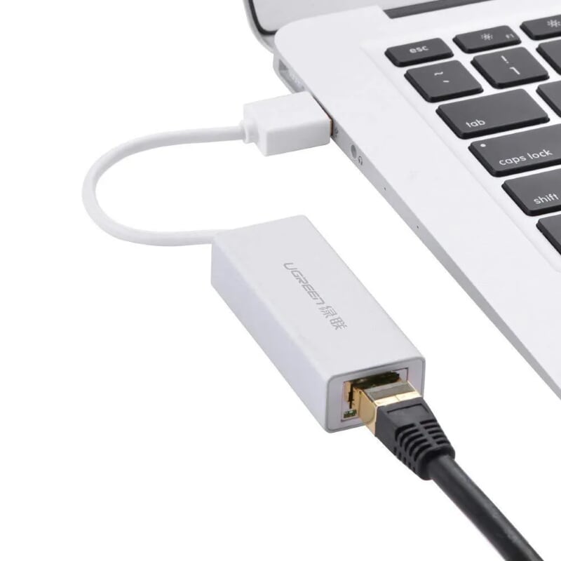 Ugreen 20257 15CM màu Bạc Cáp chuyển đổi USB 2.0 sang cổng LAN RJ45 tốc độ 100Mbps vỏ nhôm 20257