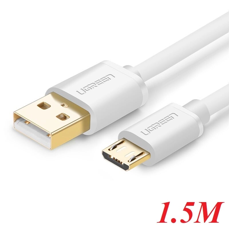 Ugreen 10849 1.5M màu Trắng Cáp sạc truyền dữ liệu USB 2.0 sang MICRO USB lõi đồng US125