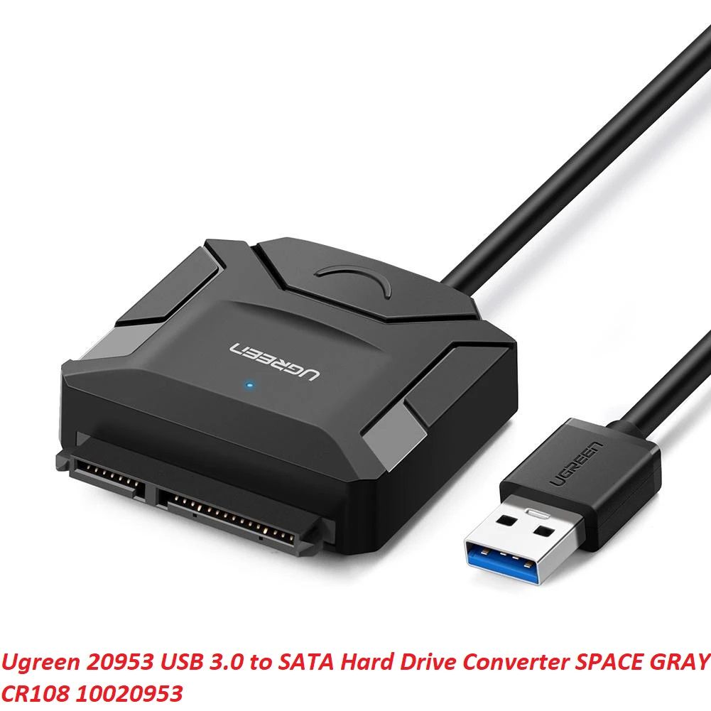 Ugreen 20953 0.5M USB 3.0 ra SATA bộ chuyển ổ cứng và ssd màu xám 50cm CR108