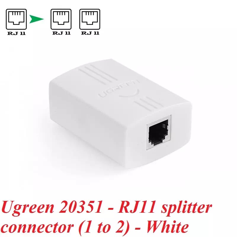 Ugreen 20351 Màu Trắng Đầu chia cổng điện thoại RJ11 1 ra 2 cao cấp 20351