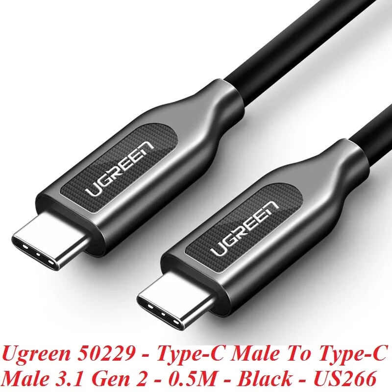 Ugreen 50229 0.5M màu đen Dây USB Type-C sang USB Type-C US266