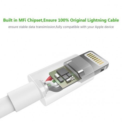 Ugreen 80313 50CM màu trắng cáp Lightning ra Usb 0.5M mạ nickel chống nhiễu có chíp MFI chính hãng US155