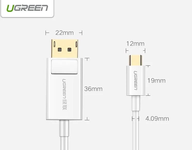 Ugreen 40420 1.5M màu Trắng Cáp chuyển đổi TYPE C sang DISPLAYPORT dương MM139