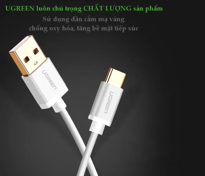 Ugreen 30505 2M màu trắng Bộ chuyển đổi USB 2.0 sang USB-C US174