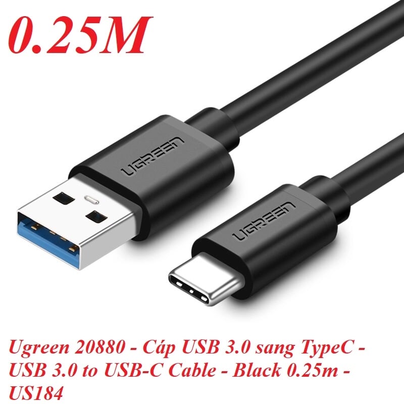 Ugreen 20880 0.25M màu Đen Dây USB 3.0 sang USB-C US184