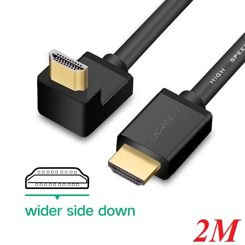 Ugreen 10121 2M màu Đen Cáp tín hiệu HDMI chuẩn 1.4 đầu bẻ góc 90 độ HD103