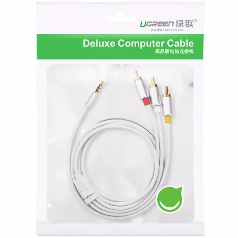Ugreen 20895 1.5M màu Trắng Cáp âm thanh 3 đầu Bông sen sang 3.5mm Dương AV138