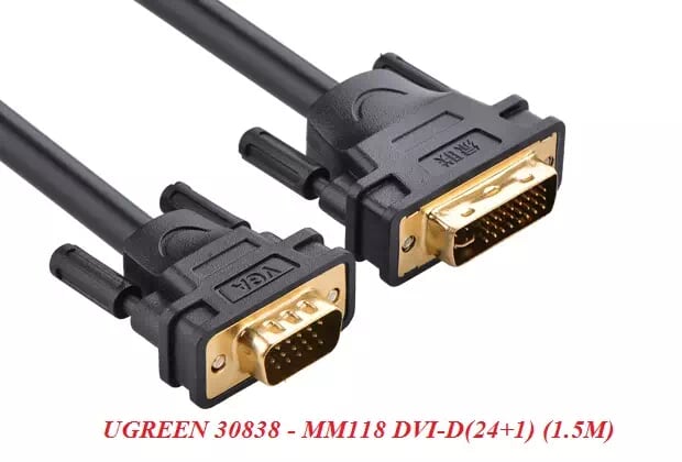 Ugreen 30838 1.5M màu Đen Cáp chuyển đổi DVI 24+1 sang VGA MM118