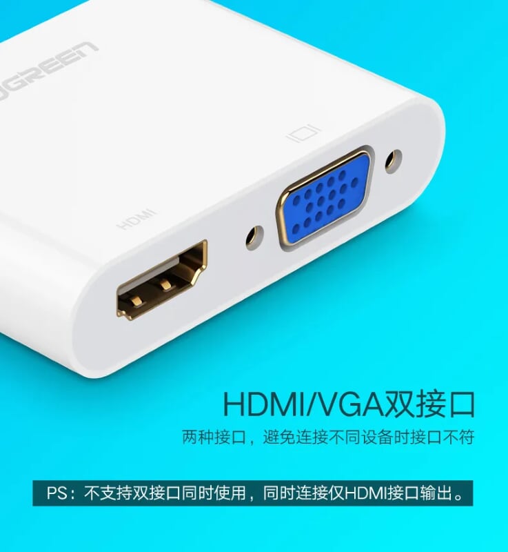 Ugreen 40743 Màu Trắng Bộ chuyển Mini HDMI sang VGA + HDMI MM136