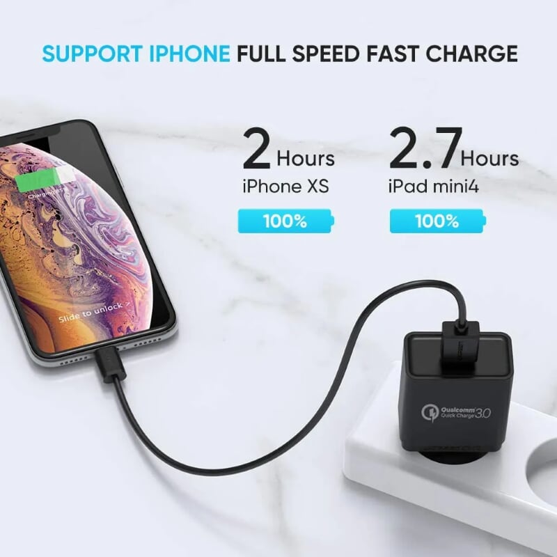 Ugreen 20904 18W qc3.0 sạc nhanh USB Quick Charge 3.0 màu đen 20904