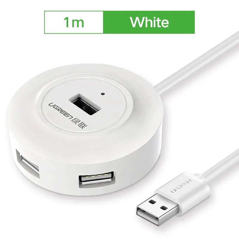 Ugreen 20270 1M màu Trắng Bộ chia HUB USB 2.0 sang 4 USB 2.0 hỗ trợ nguồn 5V CR106