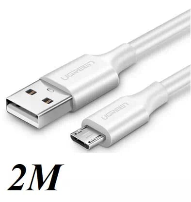 Ugreen 60143 2M màu Trắng Cáp sạc truyền dữ liệu USB 2.0 sang MICRO USB hỗ trợ sạc nhanh US289