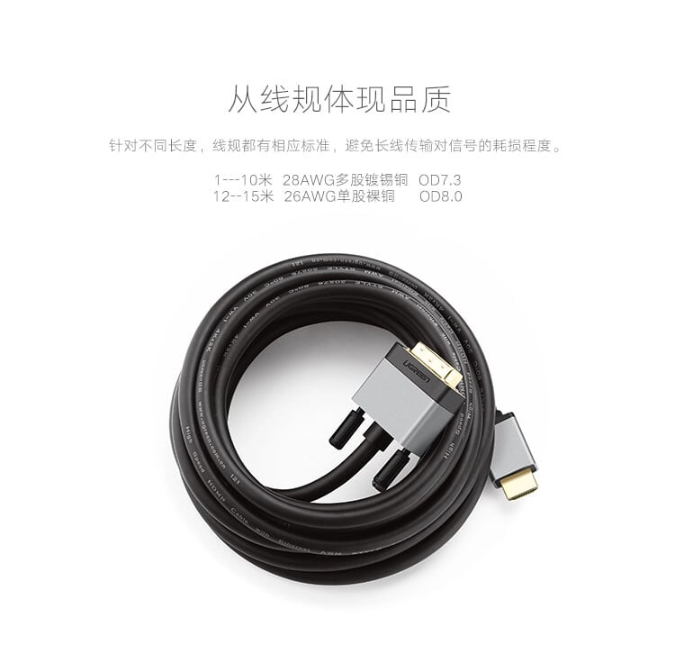 Hd128 Ugreen 20886 1.5M Hdmi To Dvi 24+1 Cable Hd127 Aluminum Hd128 10020886
