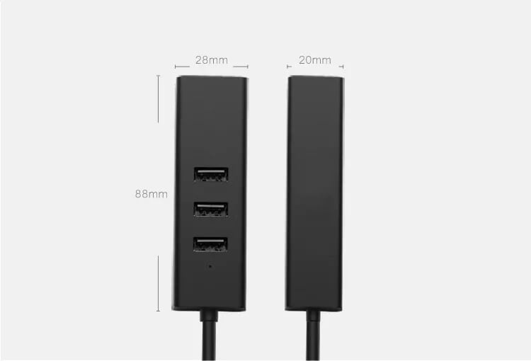 Ugreen 30301 30CM màu Đen HUB chuyển đổi USB 2.0 sang 3 USB 2.0 + LAN hổ trợ 100Mbps CR129