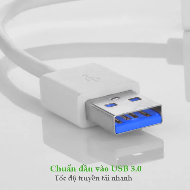 Ugreen 20258 15CM màu Bạc Cáp chuyển đổi USB 3.0 sang cổng LAN RJ45 tốc độ 1000Mbps vỏ nhôm 20258