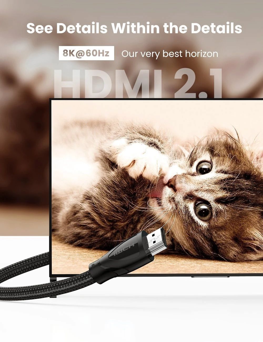 80402 Ugreen 80402 1.5M 8K 60Hz 4K 120hz HDMI 2.1 Ultra High HD black cable ...