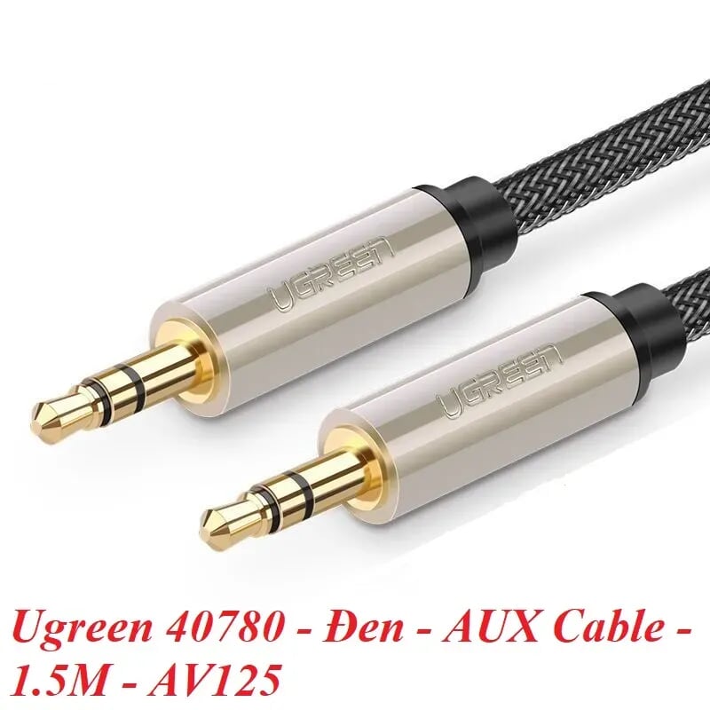 Ugreen 40780 1.5M màu Đen Cáp âm thanh 2 đầu 3.5mm dương đầu bọc kim loại cao cấp AV125