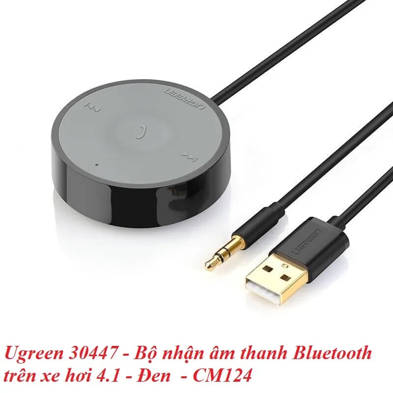 Ugreen 30447 BT 4.1 màu Đen Thiết bị nhận âm thanh Bluetooth trên xe hơi chuẩn 3.5mm CM124