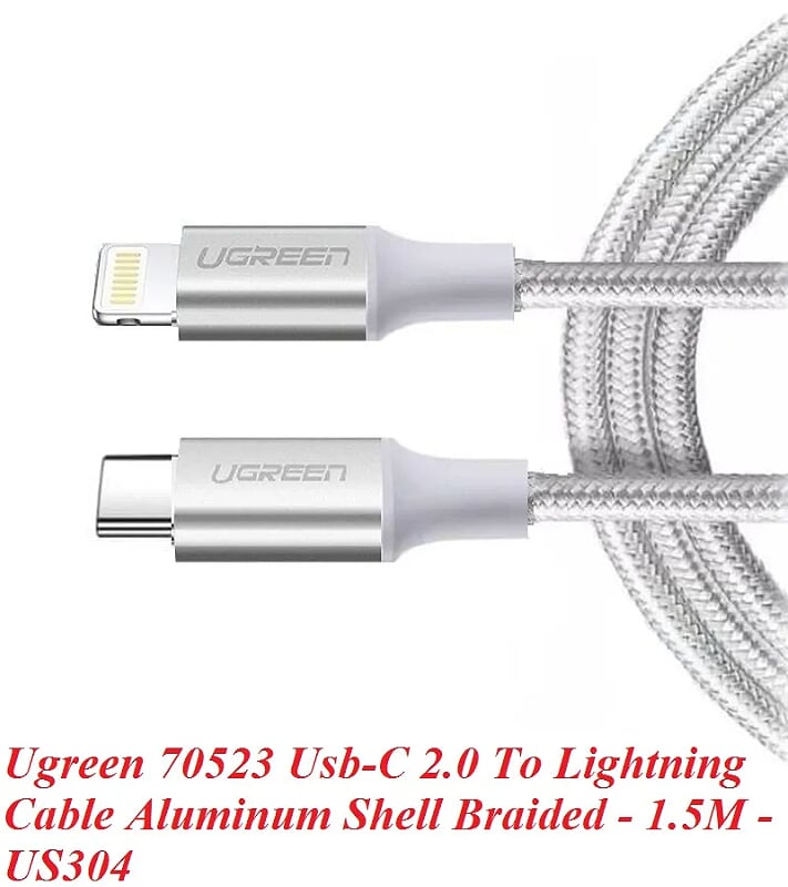 Ugreen 70524 1.5m cáp usb type c ra lightning 2.0 màu trắng US304