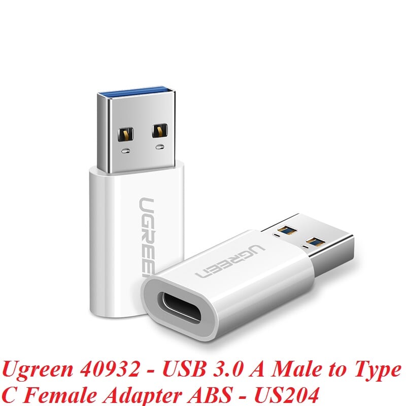 Ugreen 40932 Màu Trắng Đầu chuyển đổi USB 3.0 dương sang TYPE C 3.1 âm US204