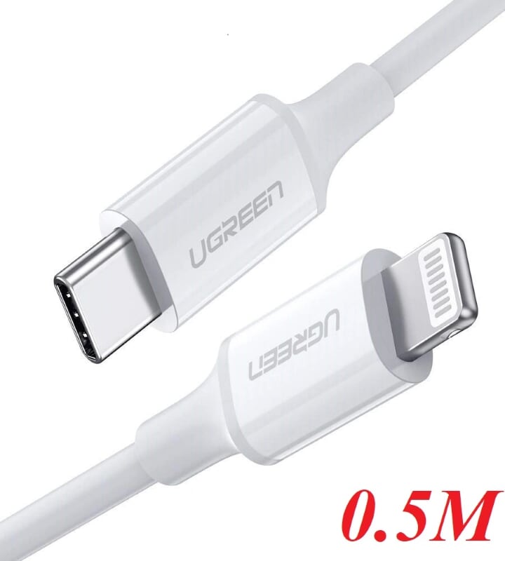 Ugreen 60747 0.5M màu Trắng Cáp sạc + truyền dữ liệu Lightning sang Type C US171