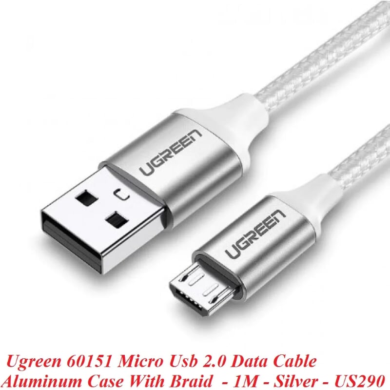 Ugreen 60151 1m Cáp micro usb 2.0 bọc nhôm chống nhiễu US290