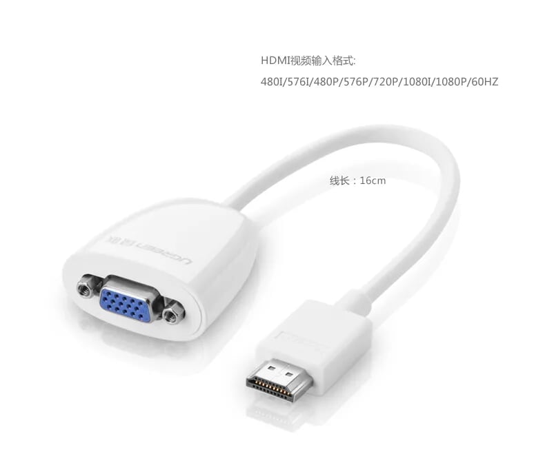 Ugreen 40252 Màu Trắng Bộ chuyển HDMI sang VGA MM102