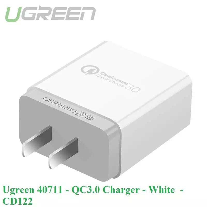 Ugreen 40711 18W màu Trắng Củ sạc nhanh cổng USB chuẩn QC 3.0 CD122