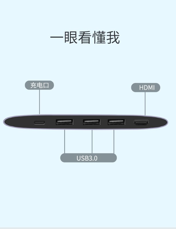 Ugreen 50990 Bộ chuyển đổi TYPE C sang 3 USB 3.0 + HDMI + nguồn TYPE C CM223