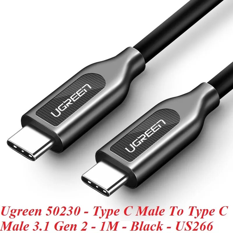 Ugreen 50230 1M màu Đen Dây USB Type-C sang USB Type-C US266