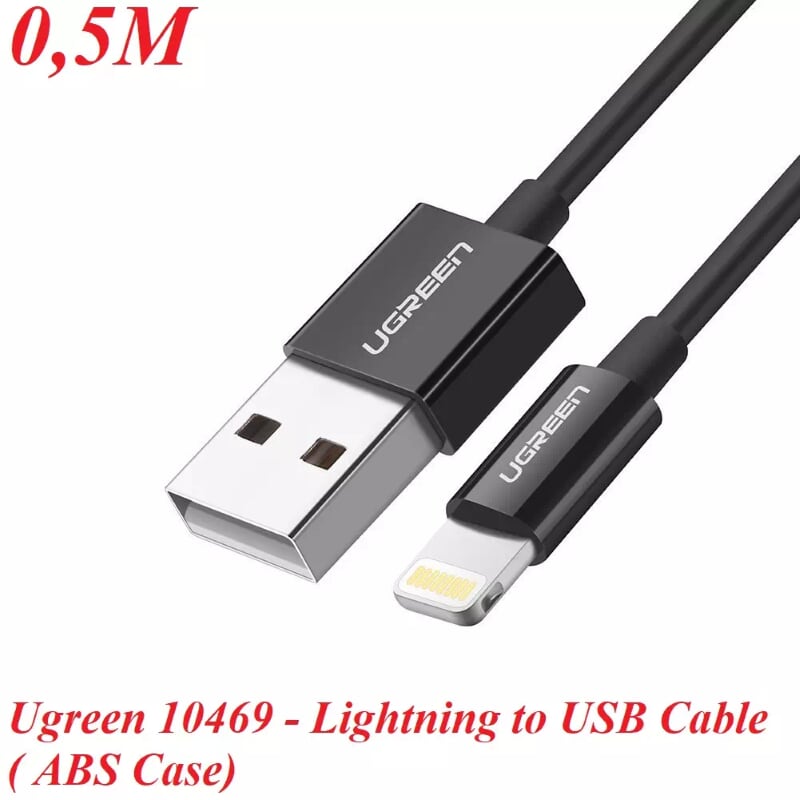 Ugreen 10469 0.5M màu Đen ABS Cáp Lightning sạc + truyền dữ liệu cho iPhone US155