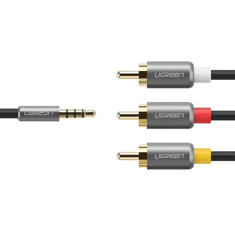 Ugreen 20894 1.5M màu Đen Cáp âm thanh 3 đầu Bông sen sang 3.5mm Dương AV138