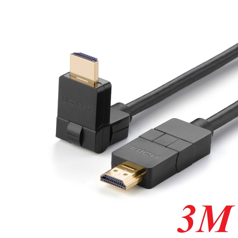 Ugreen 10127 3M màu đen Cáp tín hiệu HDMI đầu xoay 180 độ cao cấp HD105