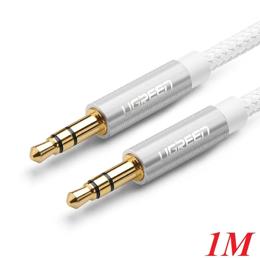 Ugreen 50366 3.5mm Male to 3.5mm Male Cable Gold Plated Metal Case with Braid 1m Silver AV112