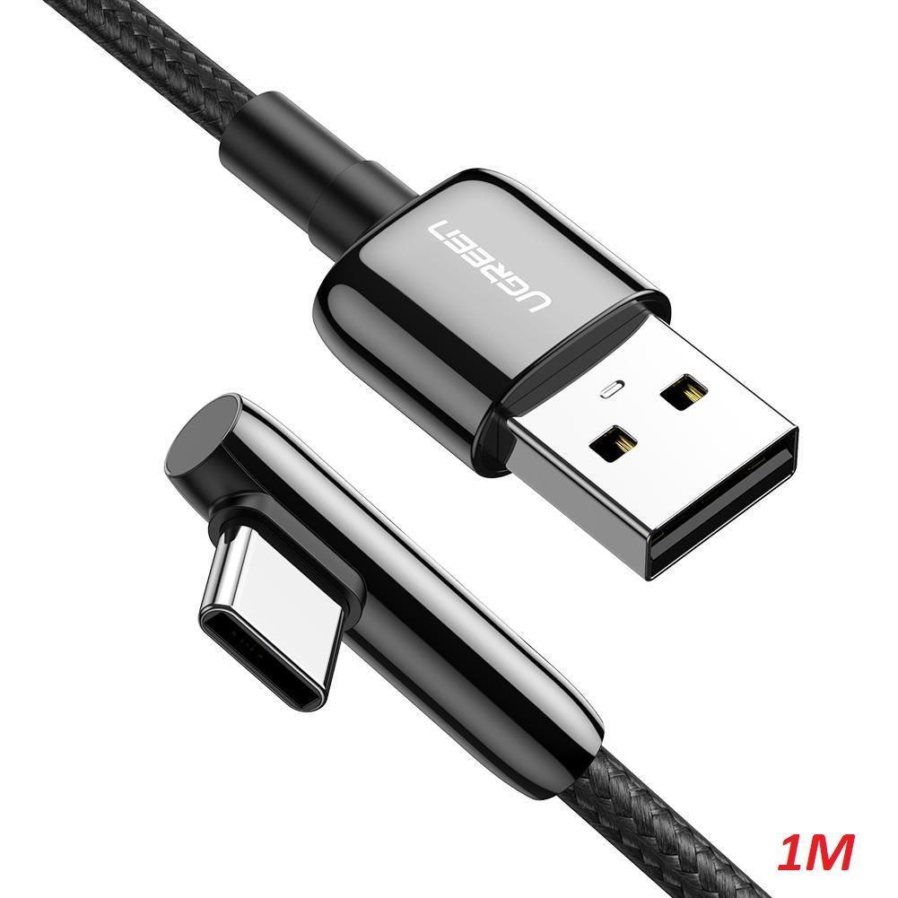 Ugreen 70413 USB 2.0 A to Angled USB C Cable Zinc Alloy Shell with Braided 1m Black US313