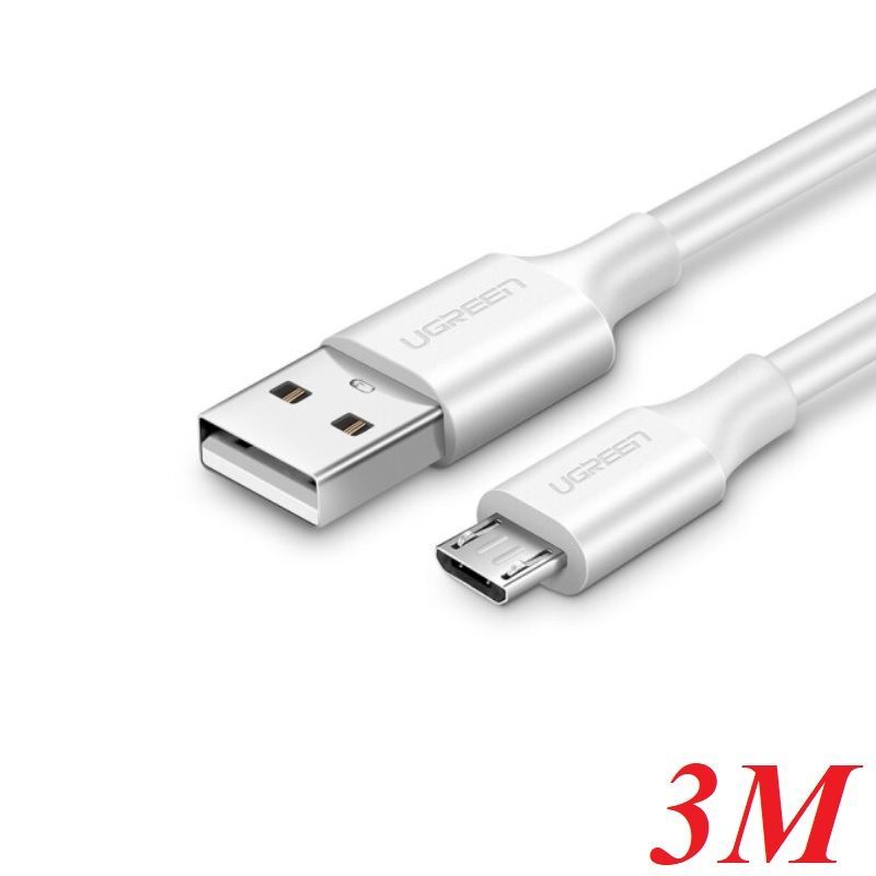 Ugreen 60223 3m white USB2.0 A to Micro USB M/M Round Cable Nickel Plating US289