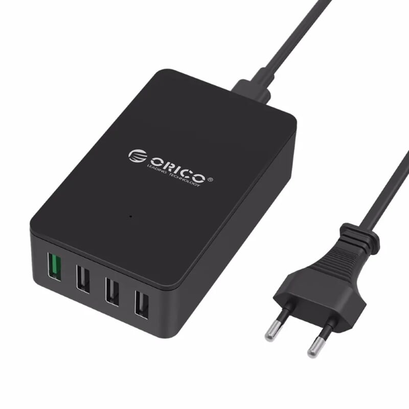 Orico QSE-4U-BK Sạc Điện Thoại 34W Có Đèn Led Usb 4 Cổng Tích Hợp 1 Cổng Sạc Nhanh Qc2.0 - 96399