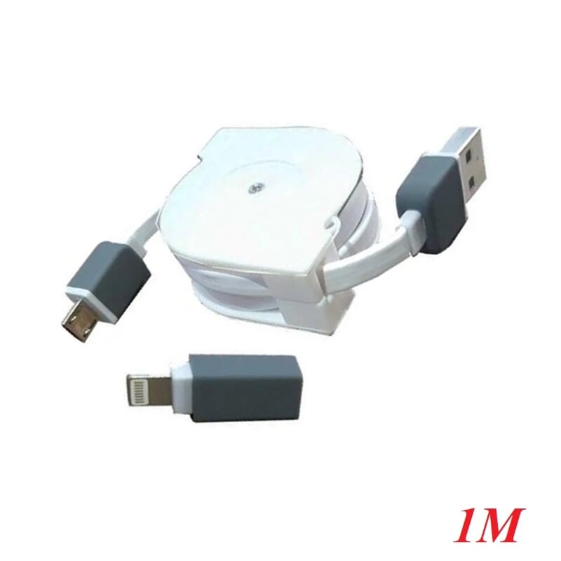 Unitek 95291 Y-C440D 1M Màu trắng Dây Rút Cáp sạc + truyền dữ liệu Usb 2.0 To Iphone 5 + Micro Usb