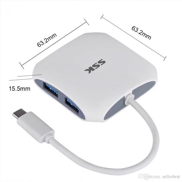 SSK SHU-810 15cm Màu Trắng Bộ chuyển đổi Usb Type-C 3.1 ra 4 cổng USB 3.0 97779