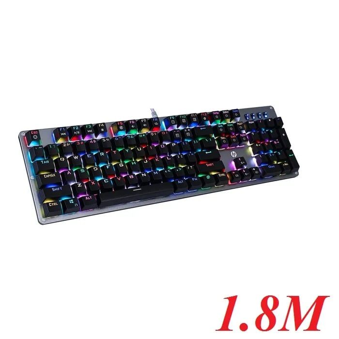 Hp Gk100S Bàn Phím Cơ Blue Swicth 1.8M Keyboard Bạc Usb Led Màu Siêu Bền 50 Triệu Lần Bấm - 95043