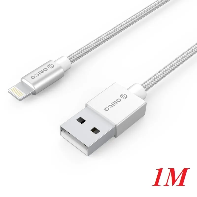 Orico IDC-10-SV Cáp sạc 1m chip apple MFI dây dù Iphone Lightning USB 2.0 màu bạc - 97105