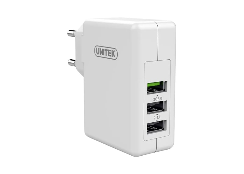 Unitek 98316 Y-P537A 24W Màu Trắng Củ Sạc Nhanh 3 Cổng USB Cao Cấp
