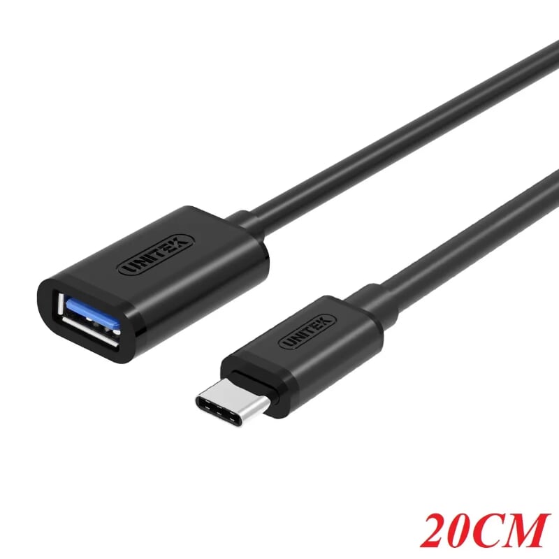 Unitek 98129 Y-C476BK 20CM Màu Đen Cáp chuyển Type-C sang Usb 3.0 âm Otg